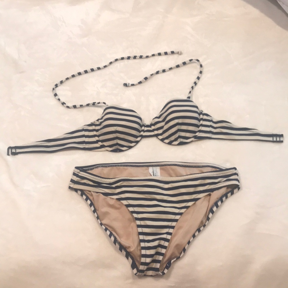 J crew bikini! Blue strips - halter top
